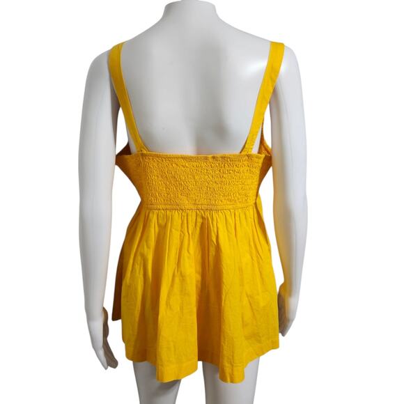 Free People Zola Smocked Tank‎ Top Black Large New - Picture 6 of 9